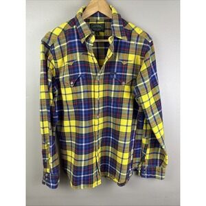 Vintage Polo Country Shirt Men M Ralph Lauren Western Flannel Plaid Snap Rare